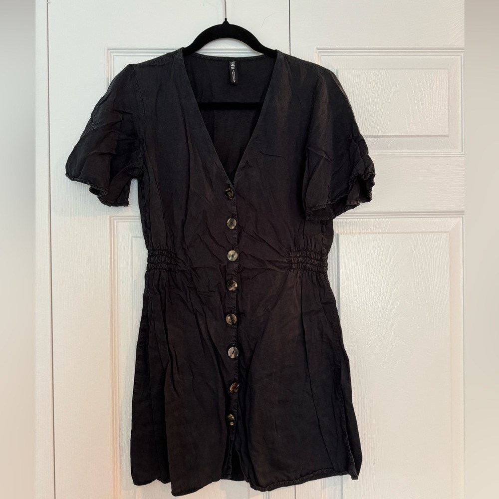 Zara black mini dress with buttons